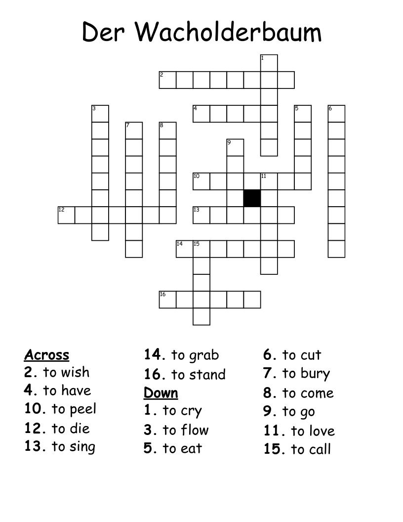 Der Wacholderbaum Crossword