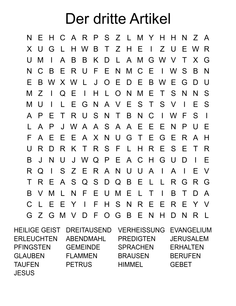 Der dritte Artikel Word Search