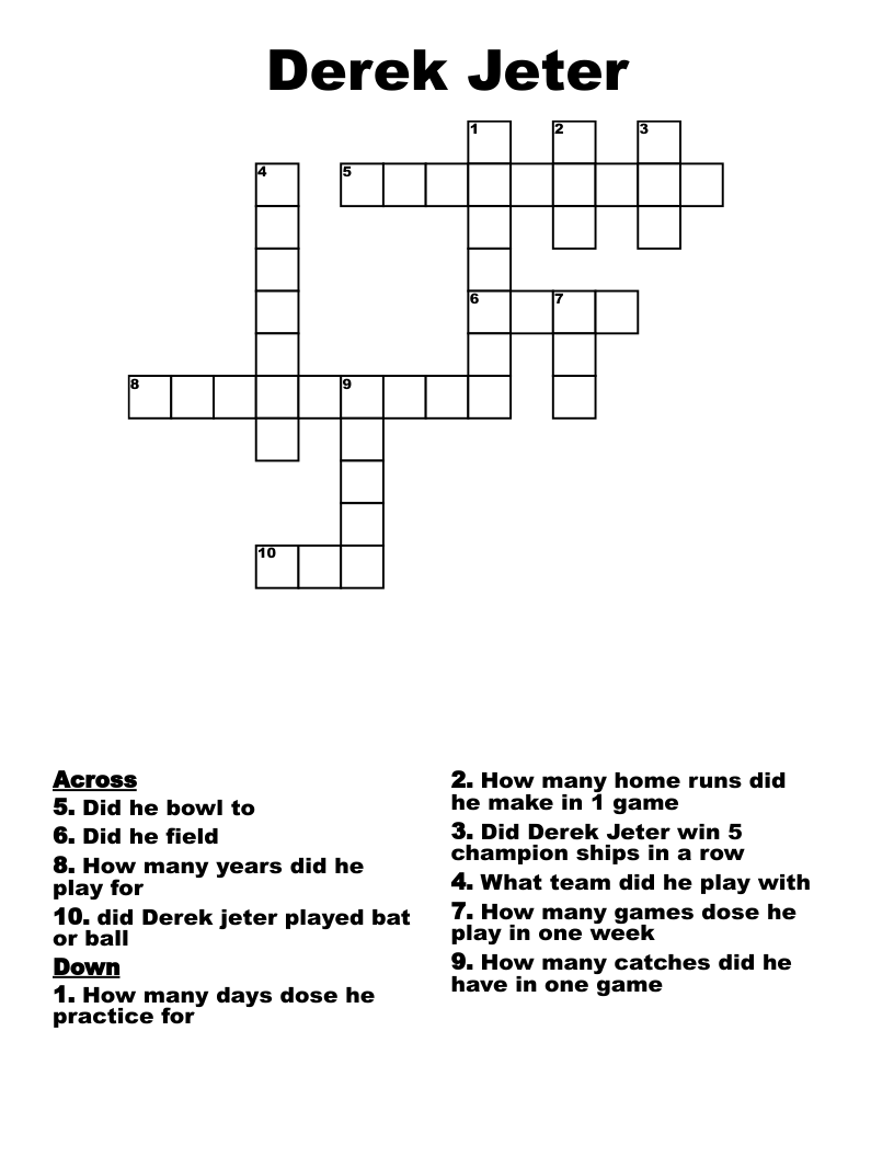 Derek Jeter Crossword