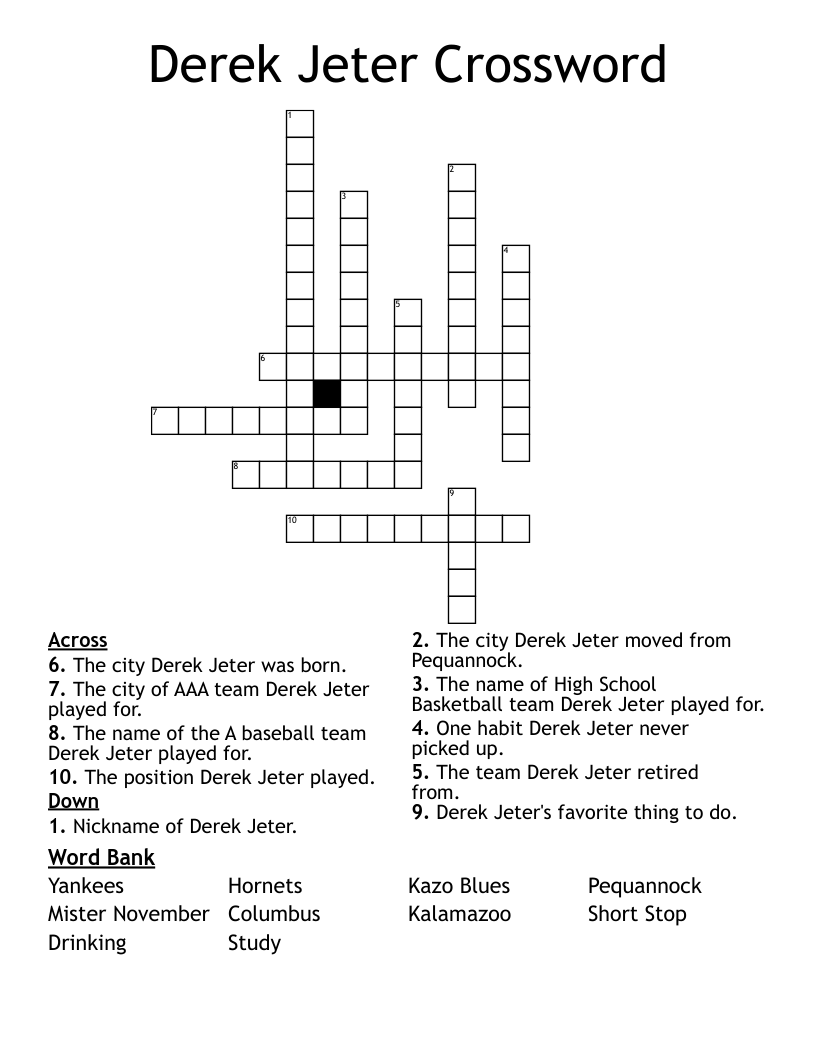 Derek Jeter Crossword