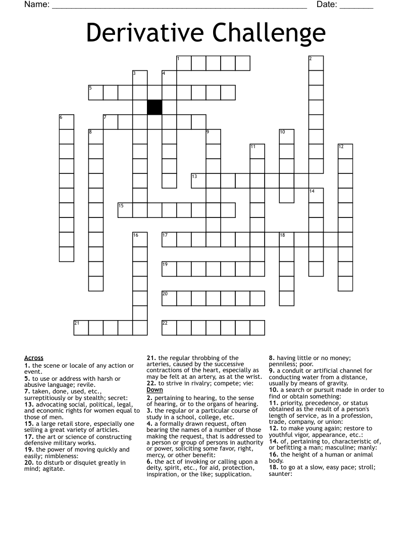 Derivative Challenge Crossword