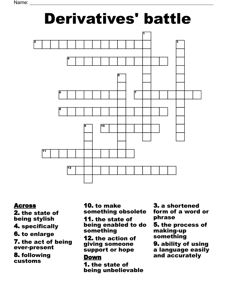 Derivatives' battle Crossword