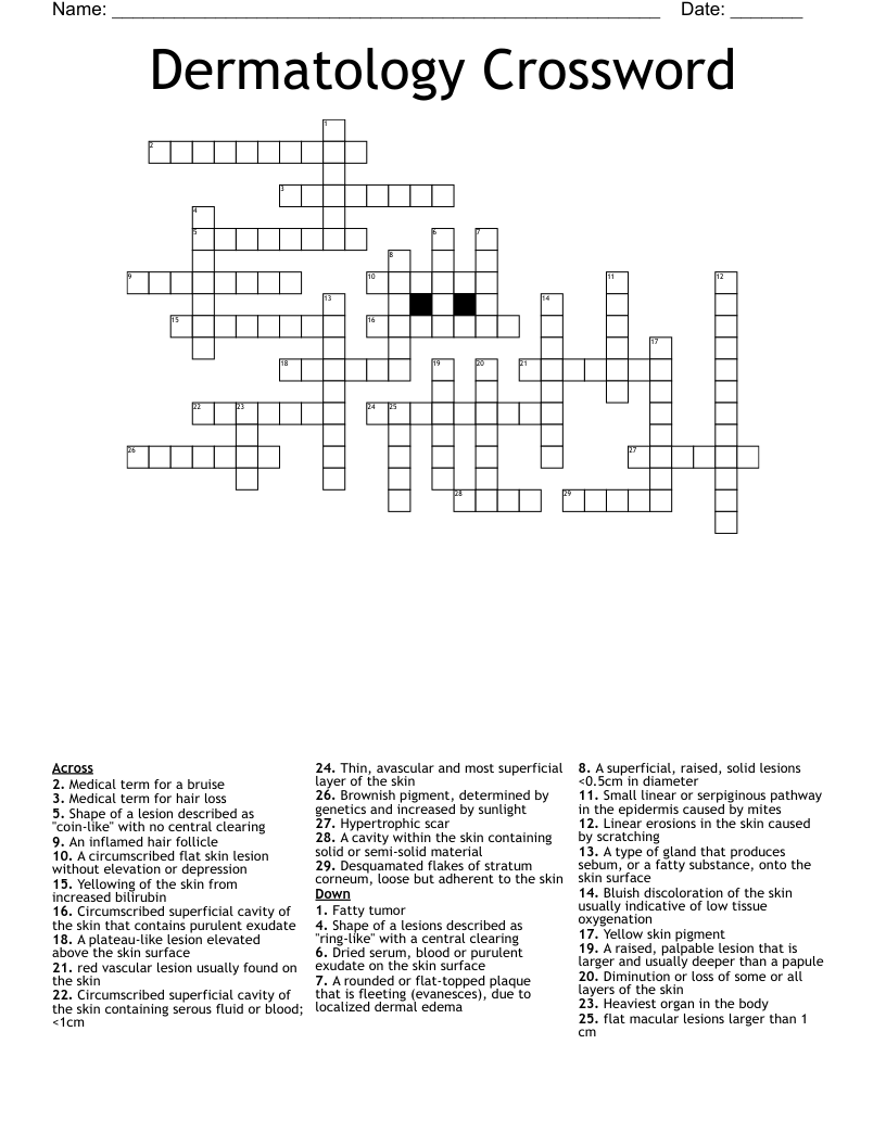 Dermatology Crossword 