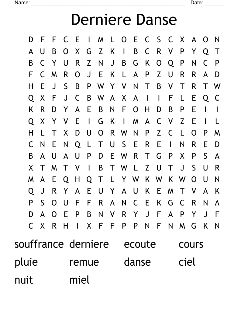 Derniere Danse Word Search