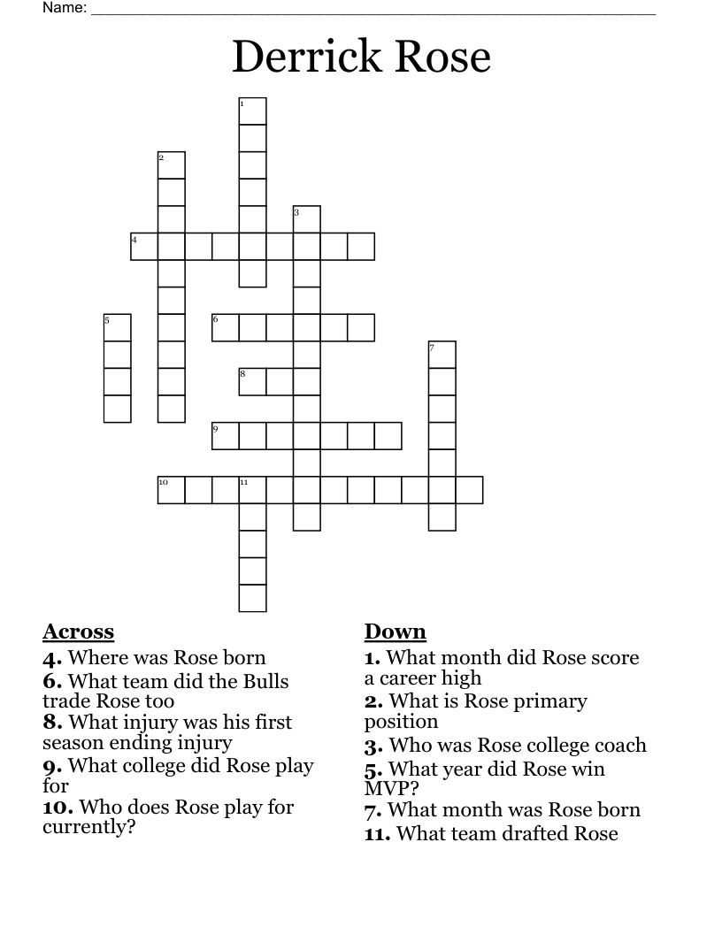Derrick Rose Crossword