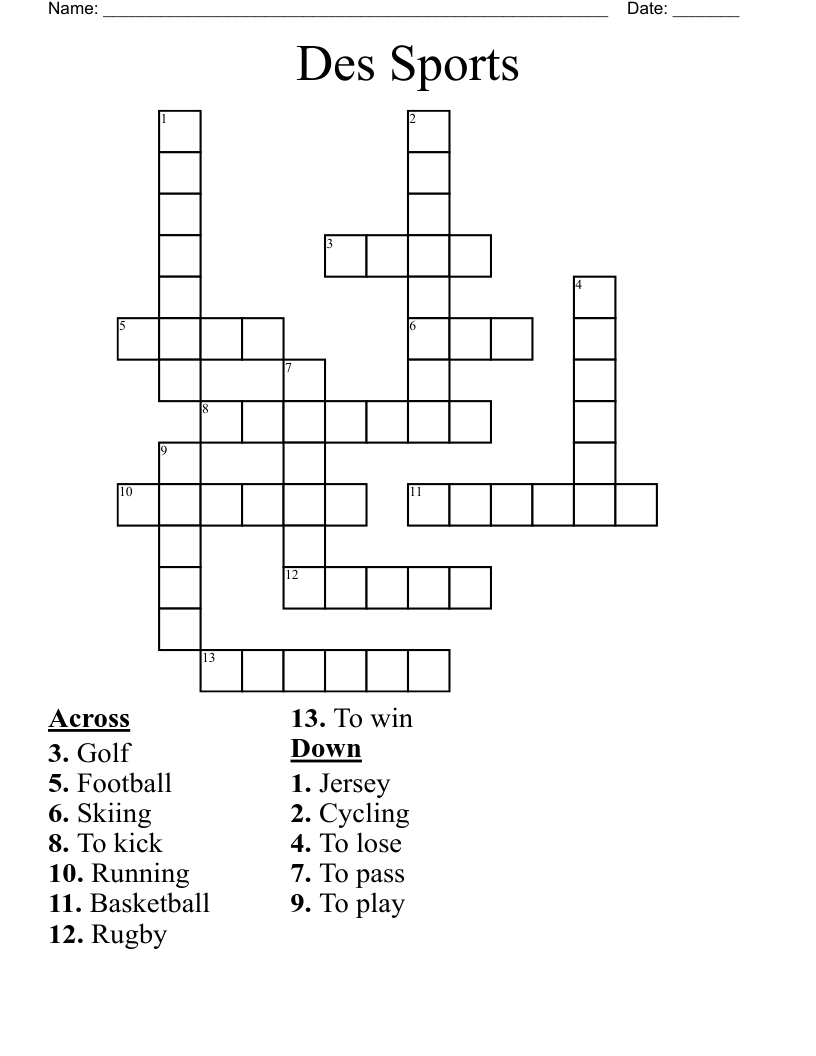 Des Sports Crossword
