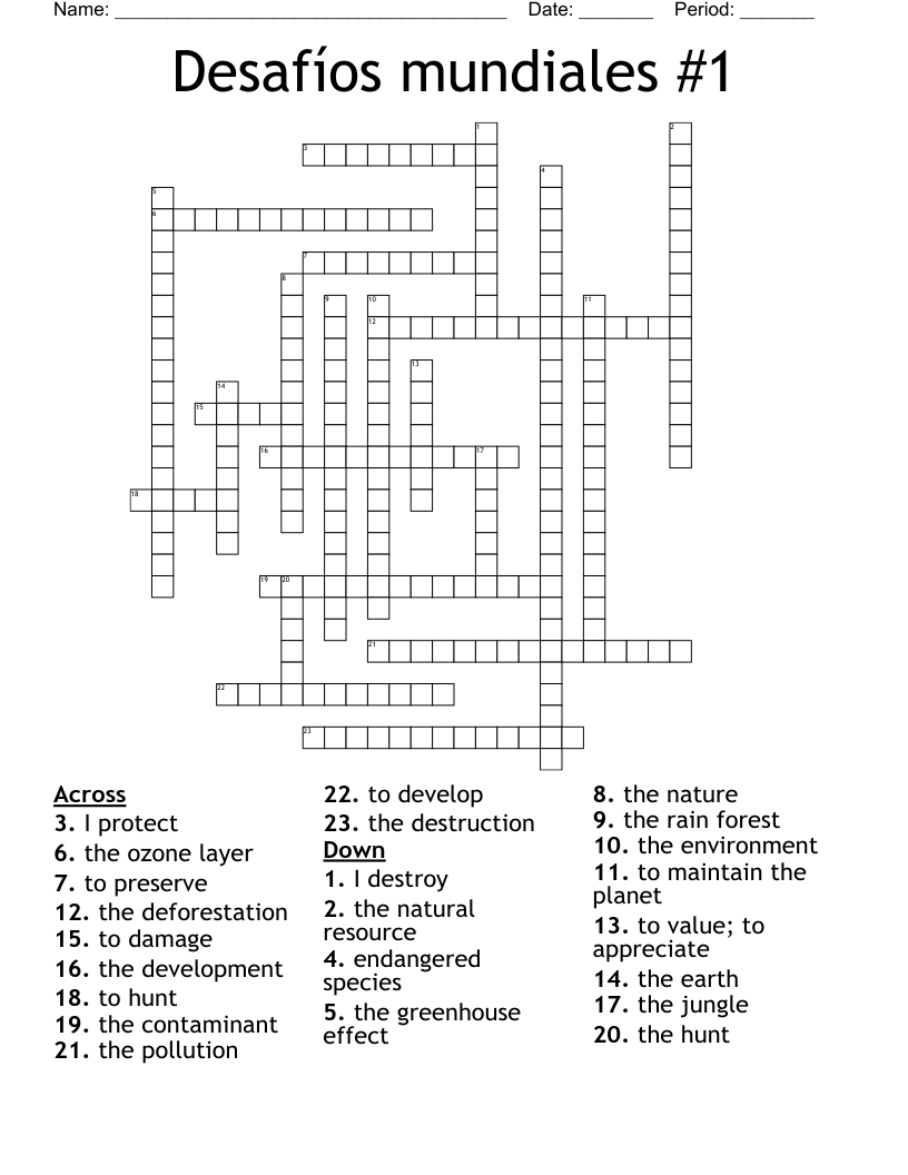 Desafíos mundiales #1 Crossword