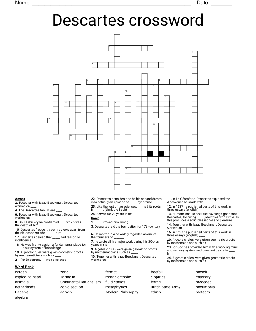 Descartes crossword