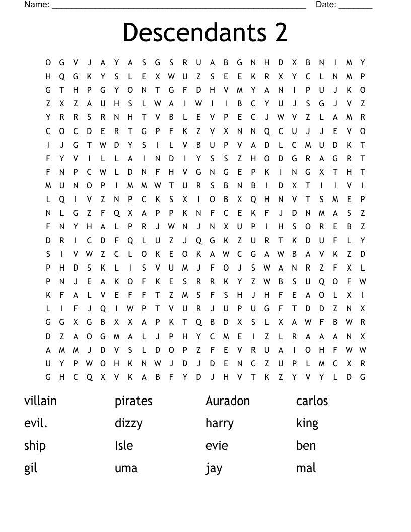 Descendants 2 Word Search