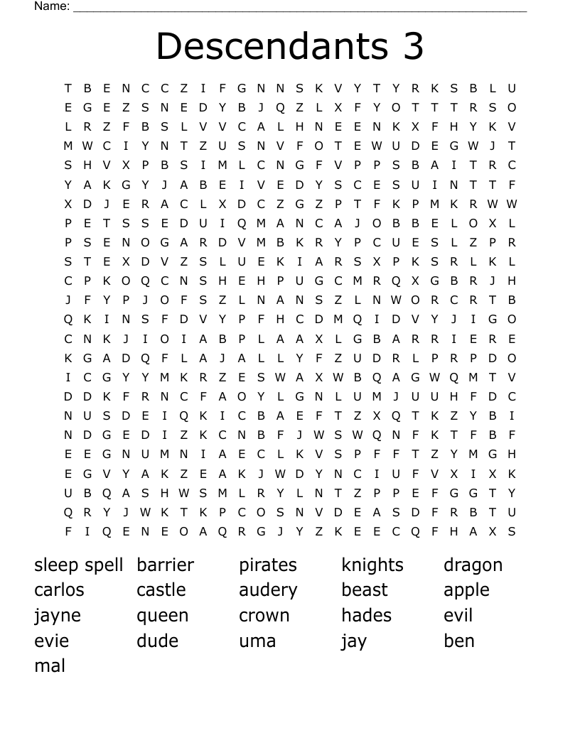 Descendants 3 Word Search