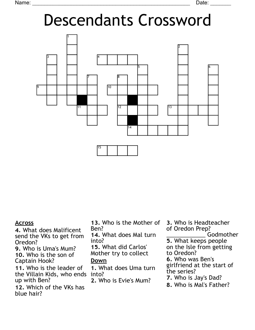 Descendants Crossword
