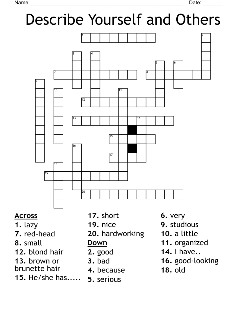 Describe Yourself and Others Crossword