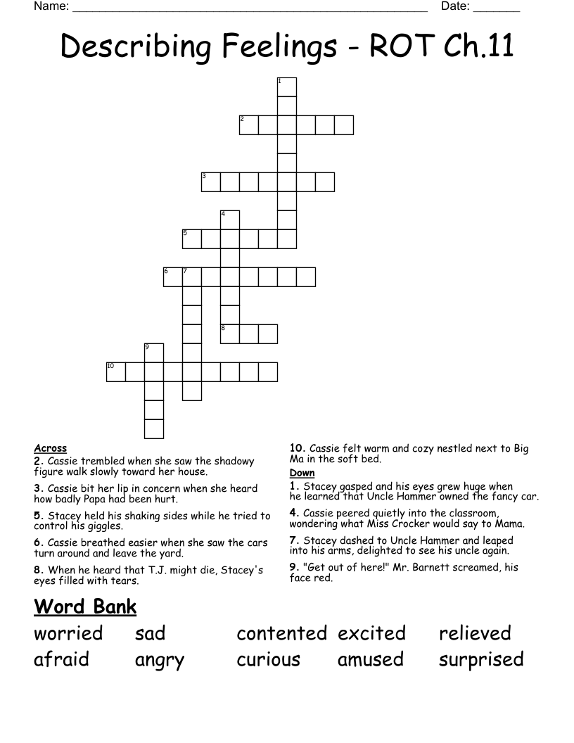 Describing Feelings - ROT Ch.11 Crossword