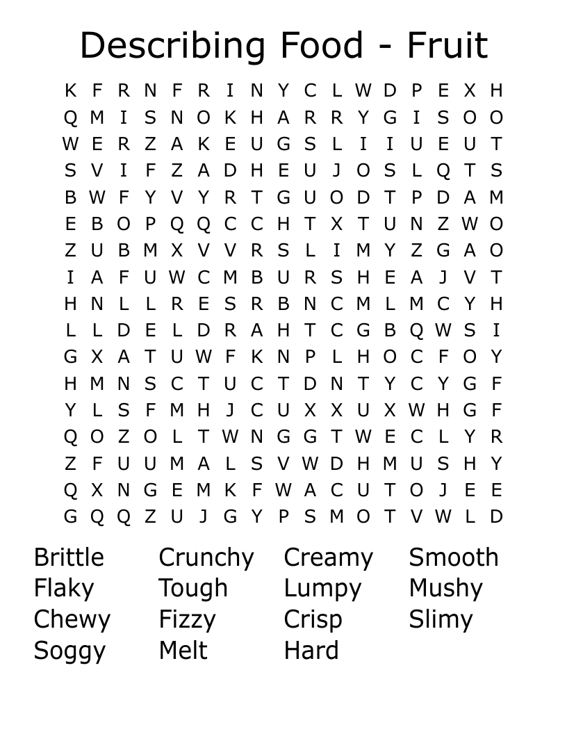 Describing Food - Fruit Word Search