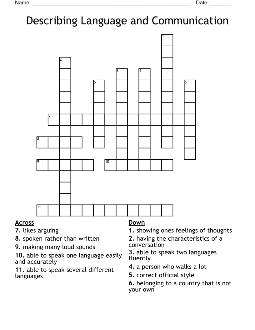 Describing Language and Communication Crossword