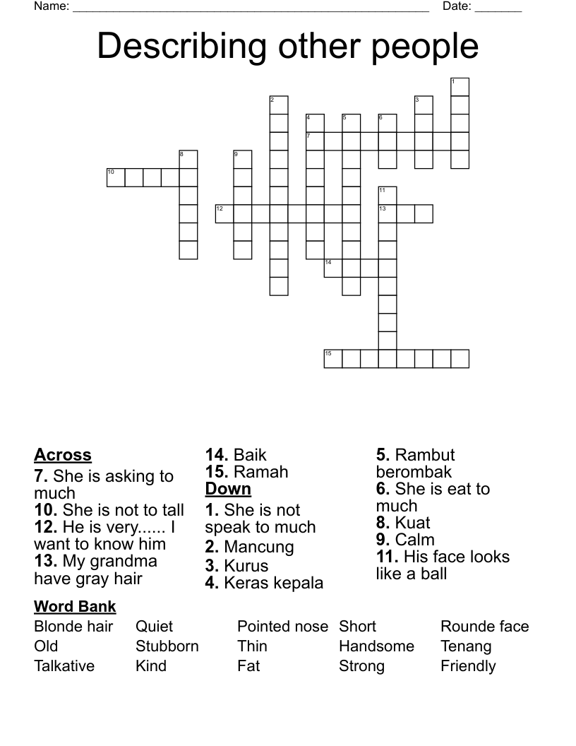 Describing other people Crossword