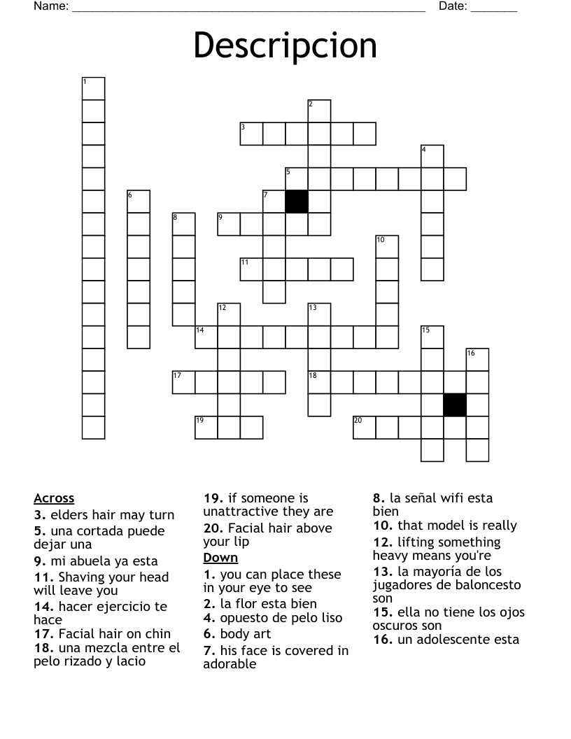 Descripcion  Crossword