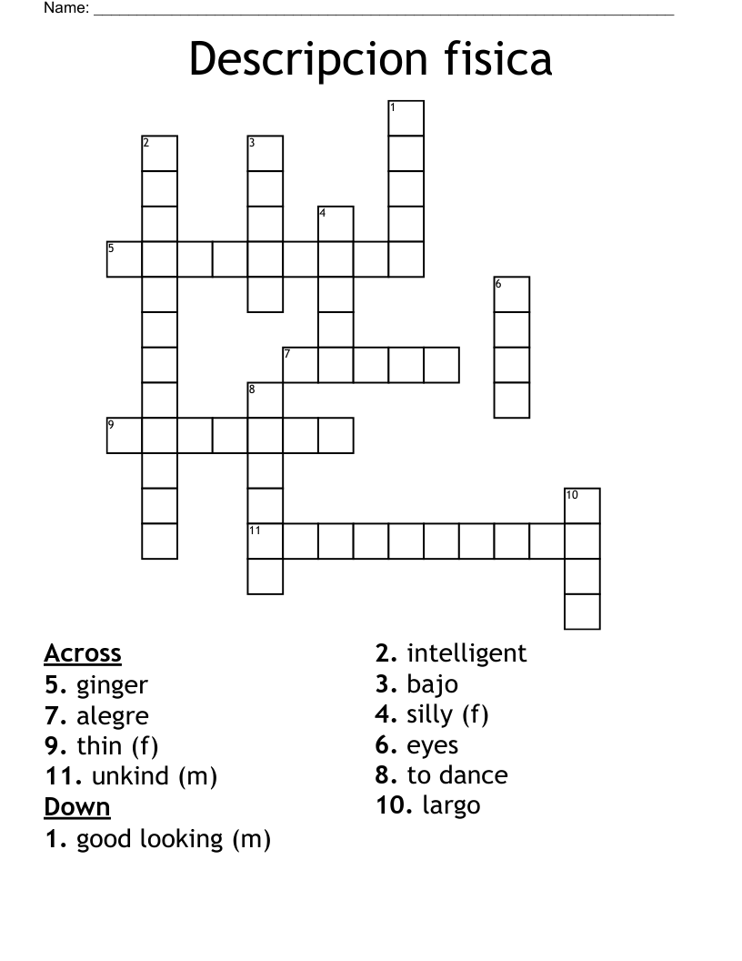 Descripcion fisica Crossword