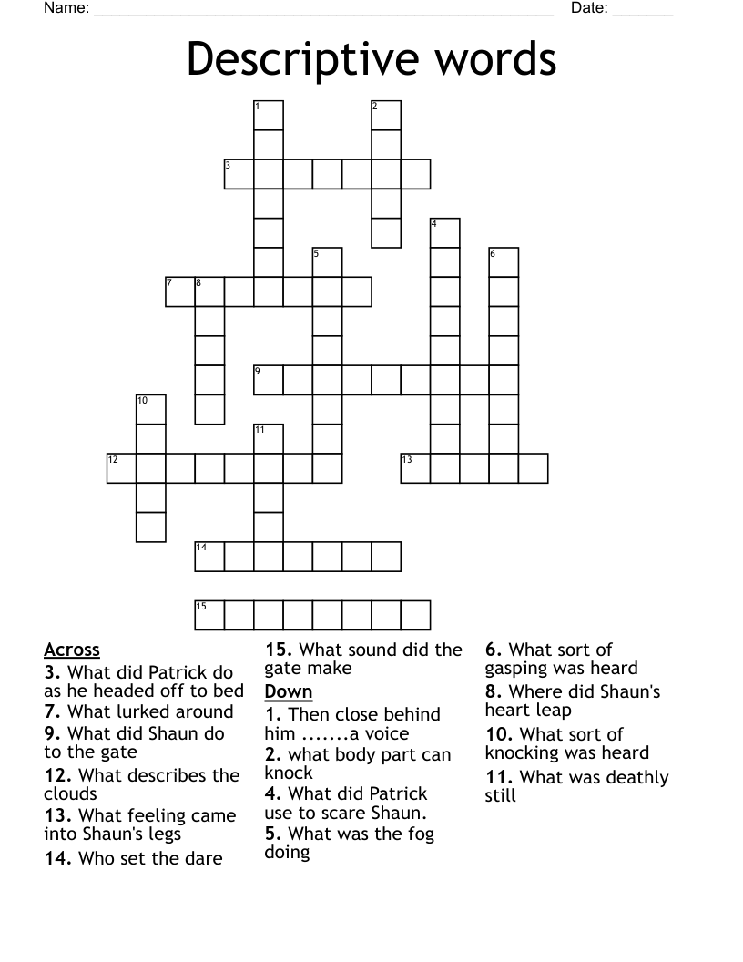 Descriptive words Crossword