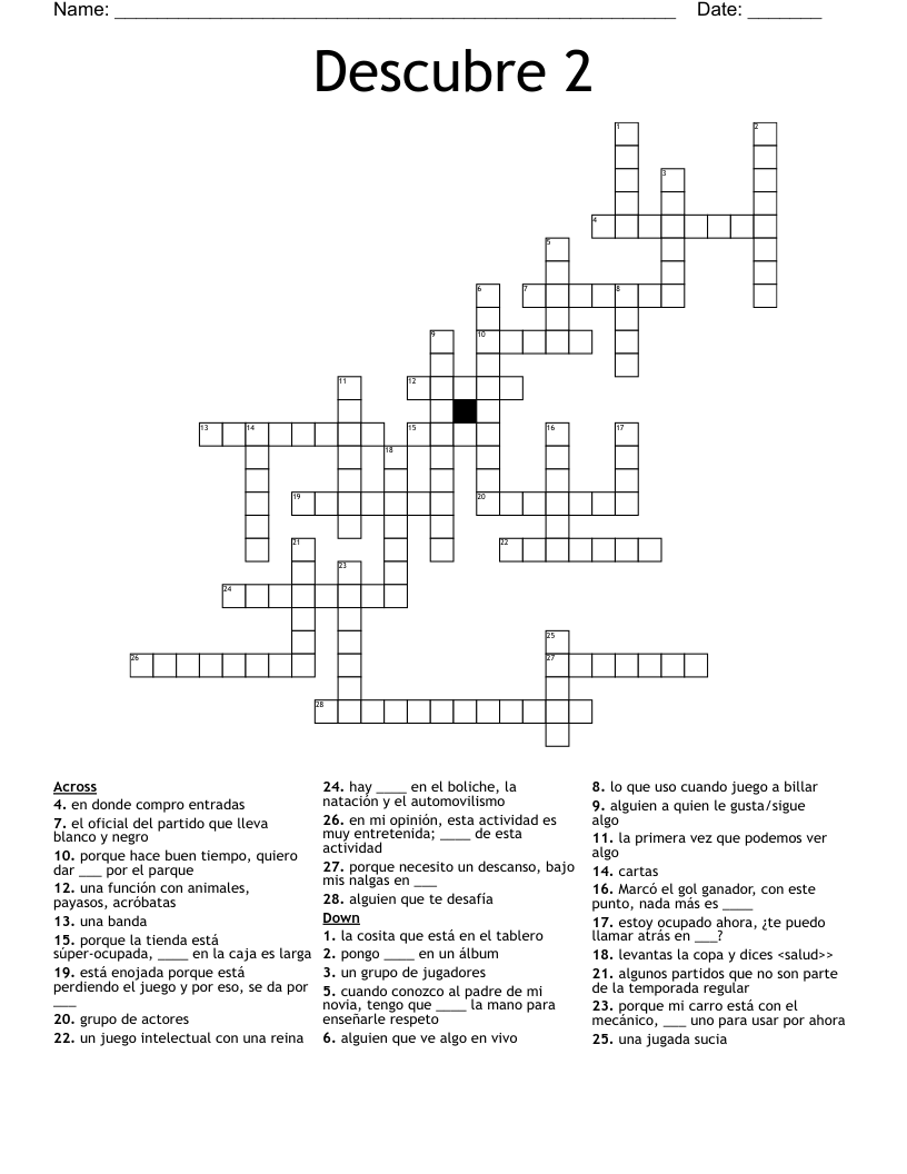 Descubre 2 Crossword