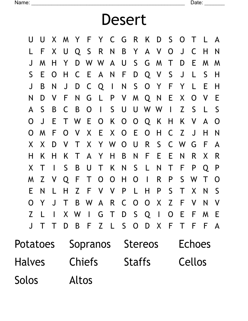 Desert Word Search