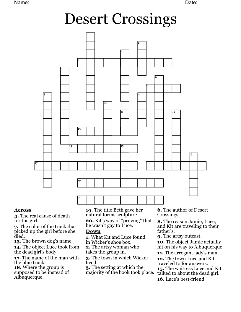 Desert Crossings Crossword