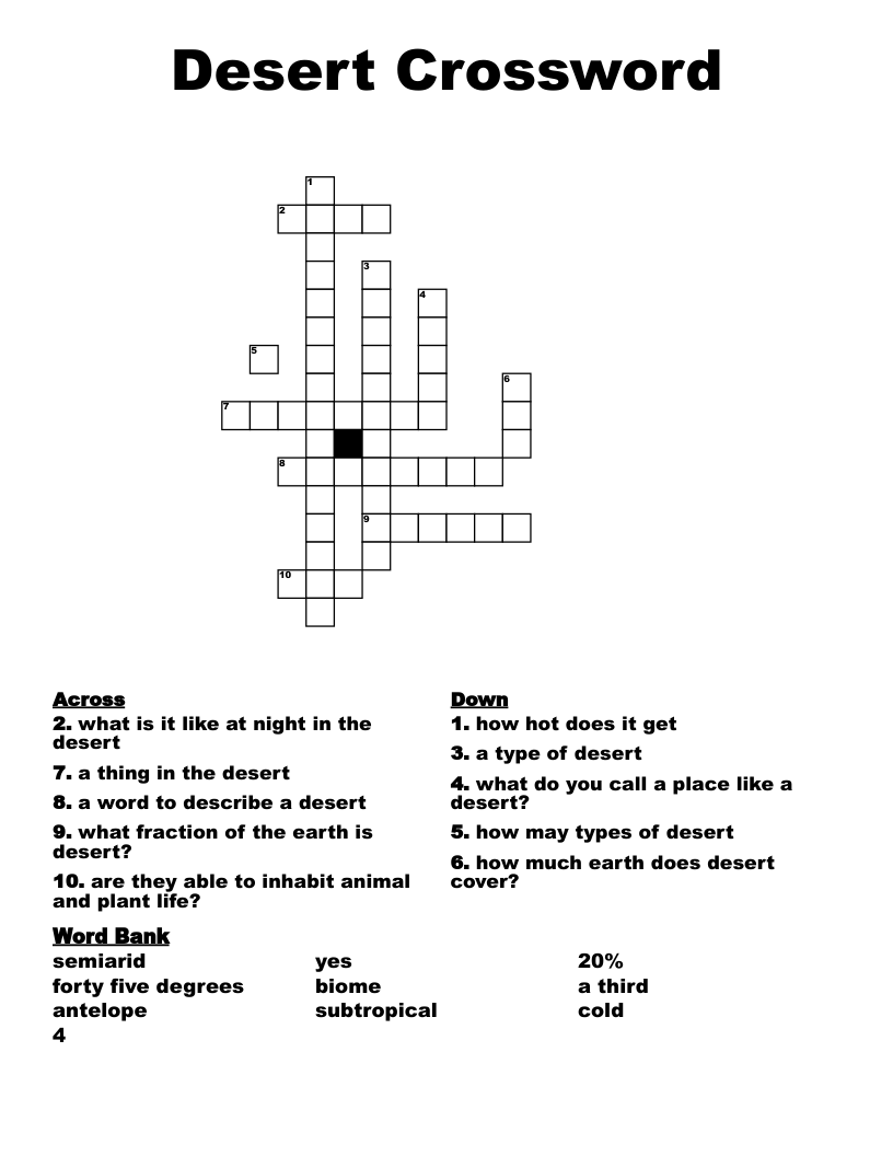 Desert Crossword