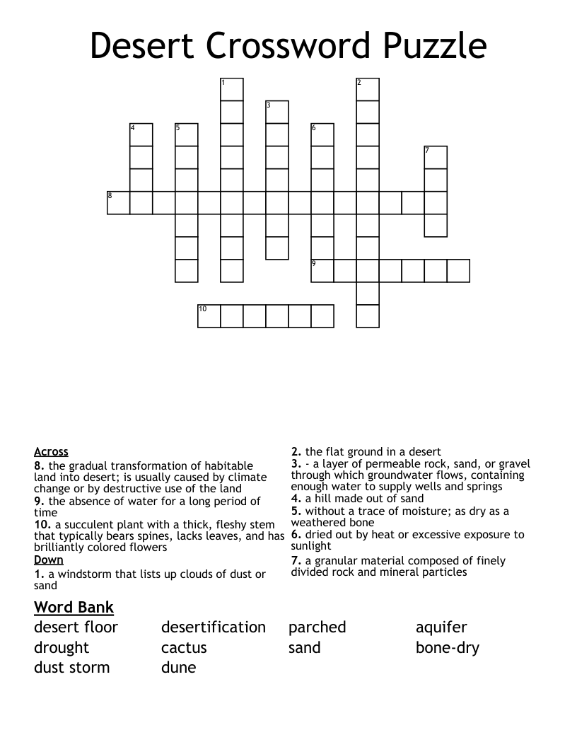 Desert Crossword Puzzle
