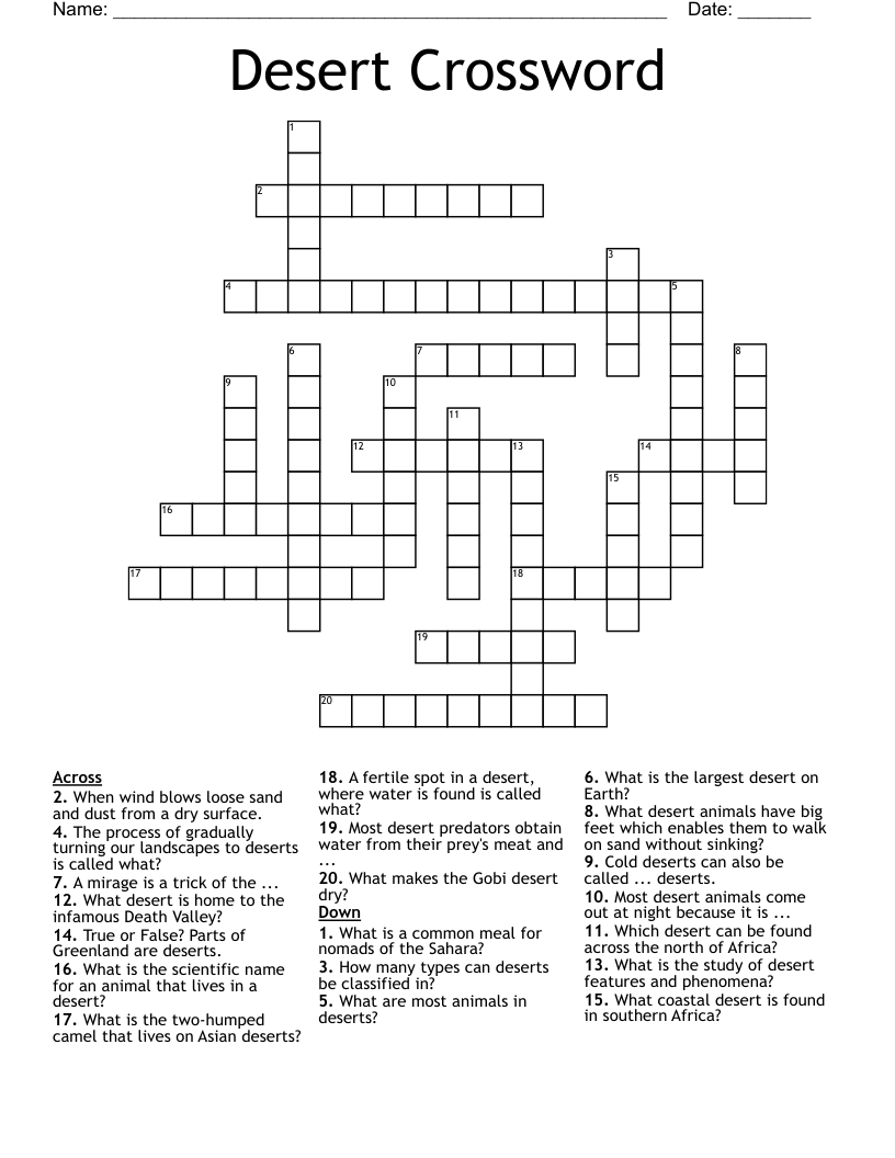 Desert Crossword 