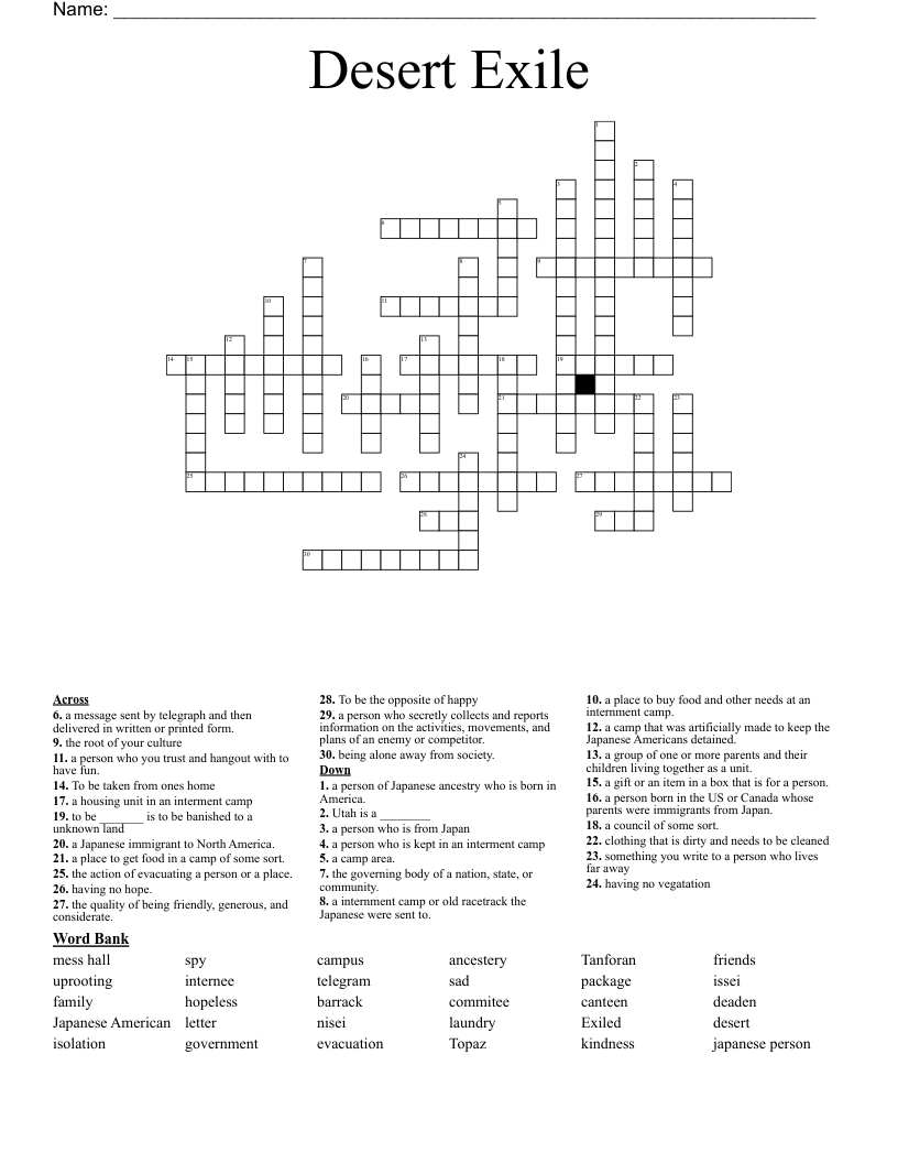 Desert Exile Crossword
