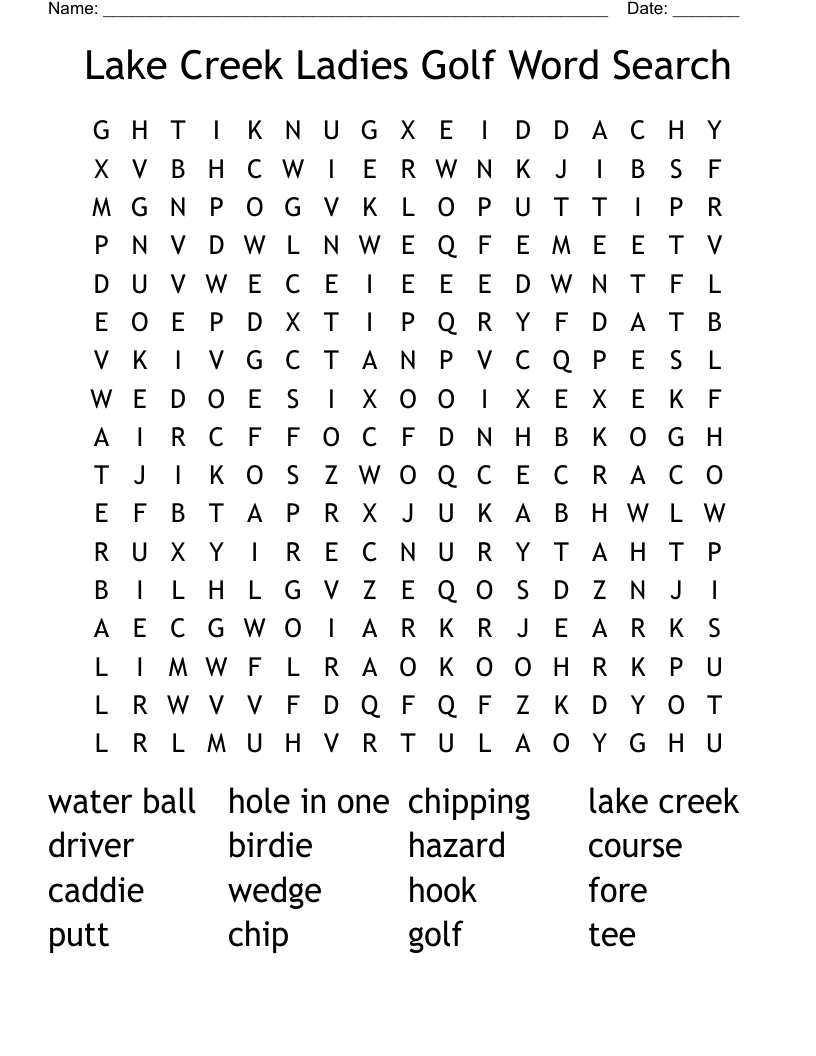 Lake Creek Ladies Golf Word Search