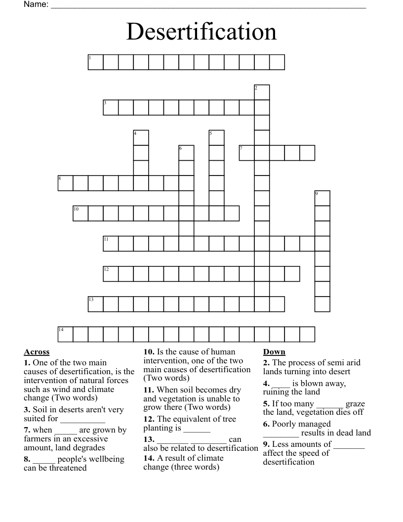 Desertification Crossword