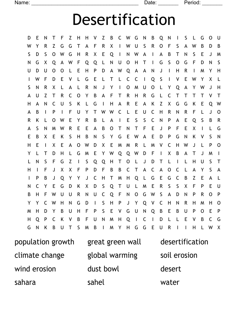 Desertification Word Search