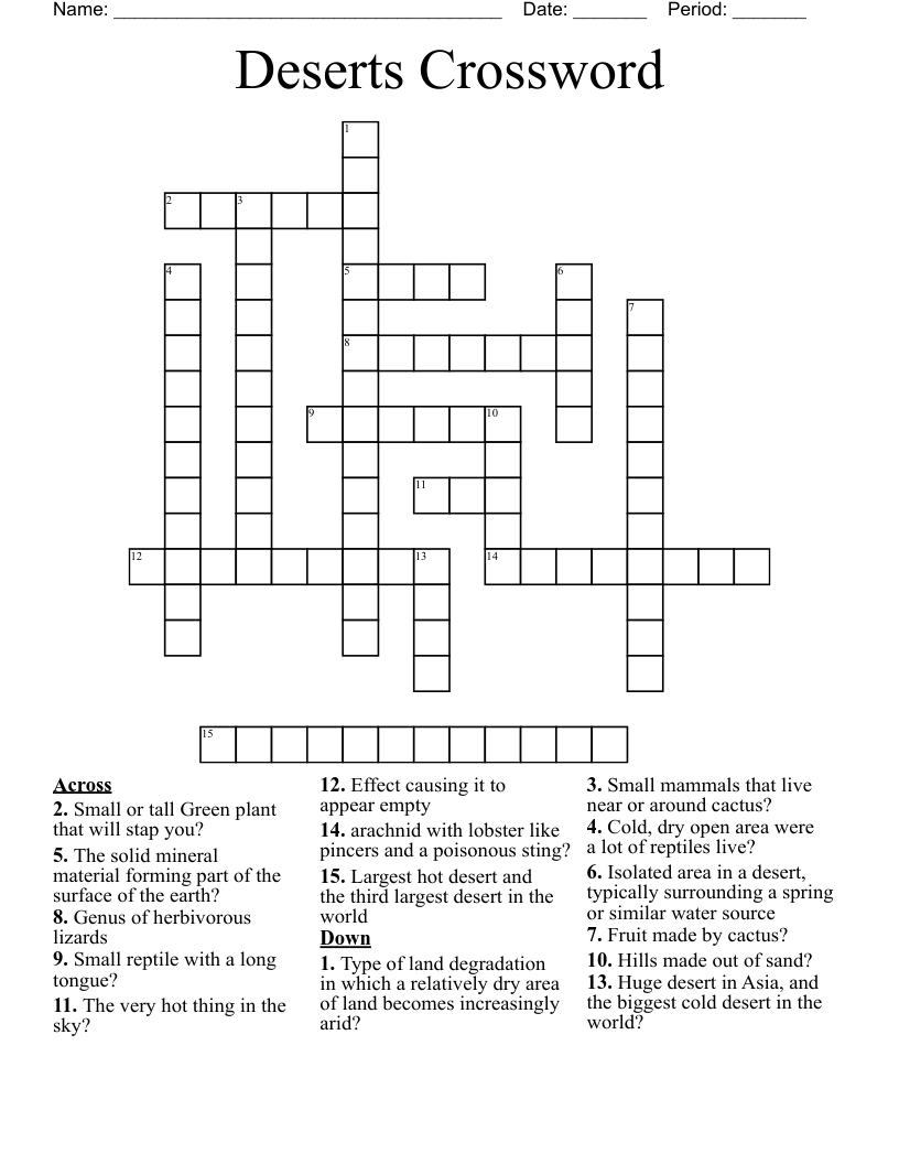 Deserts Crossword