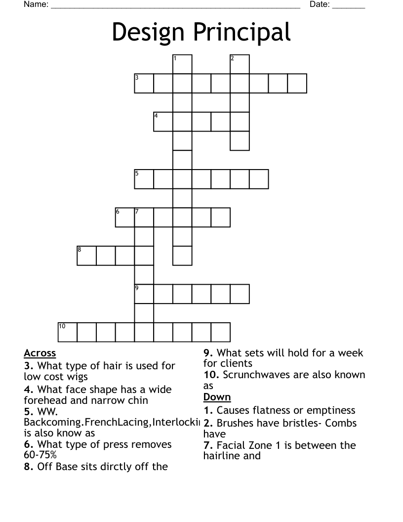 Design Principal Crossword