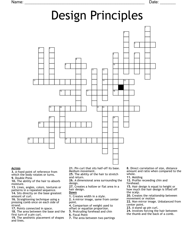 Design Principles Crossword