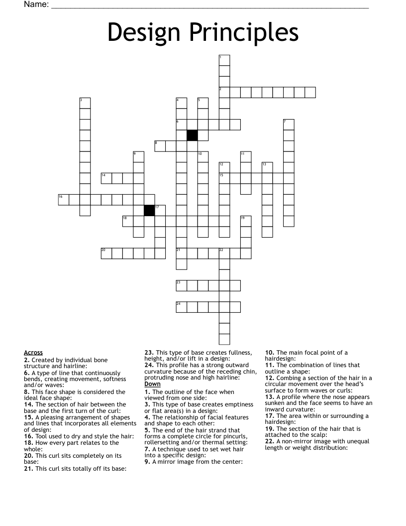 Design Principles Crossword