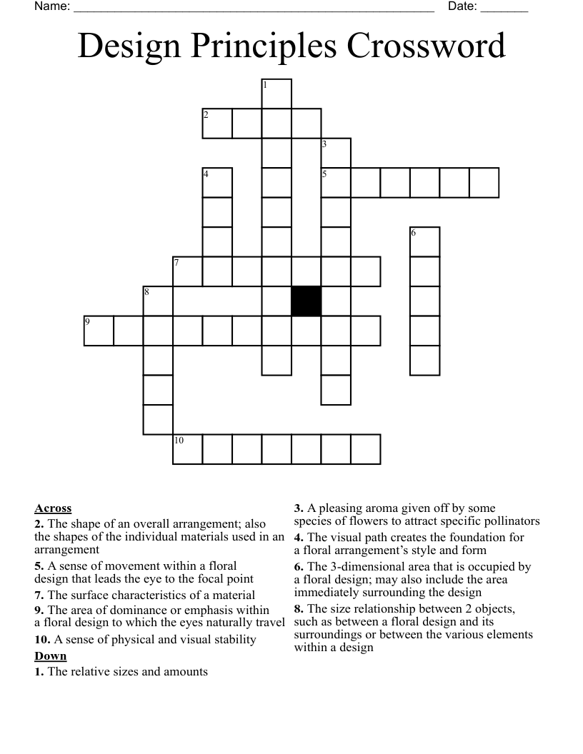Design Principles Crossword