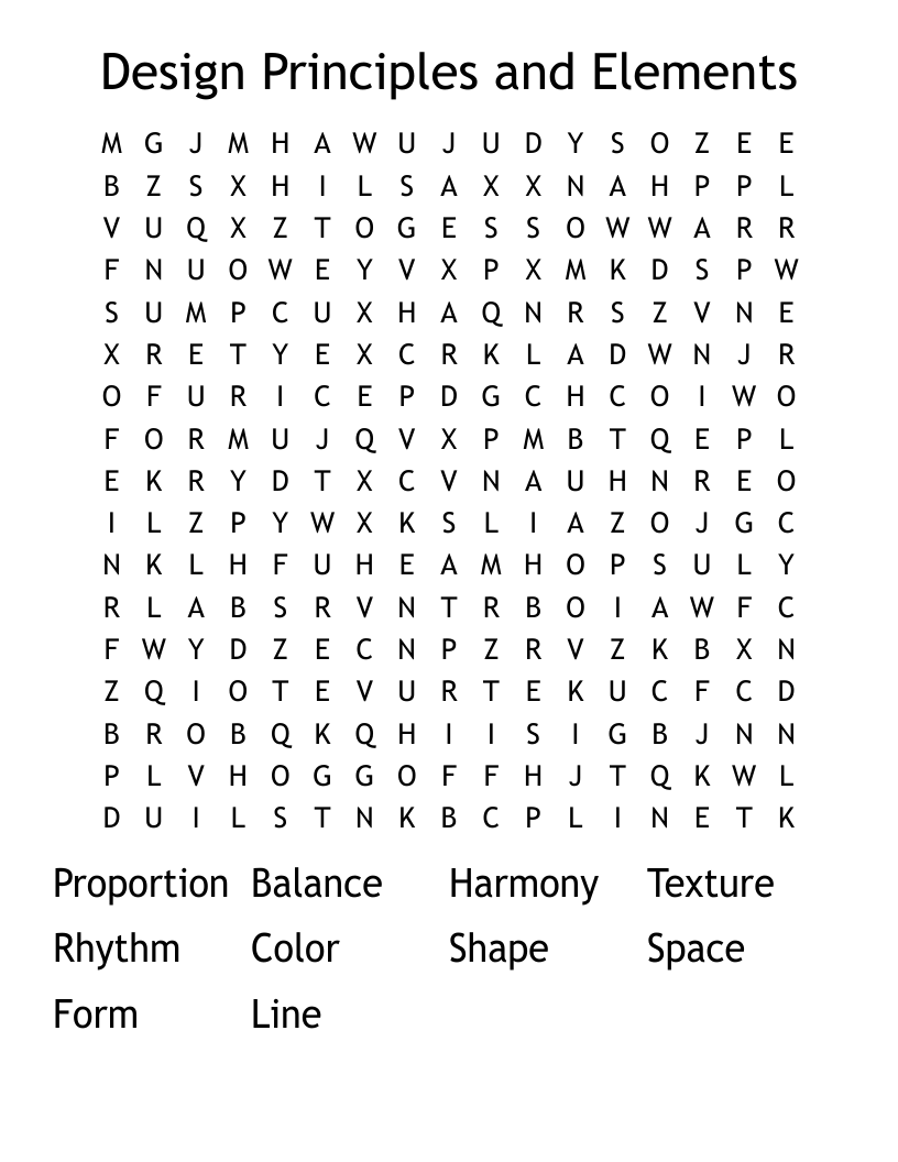 Design Principles and Elements  Word Search