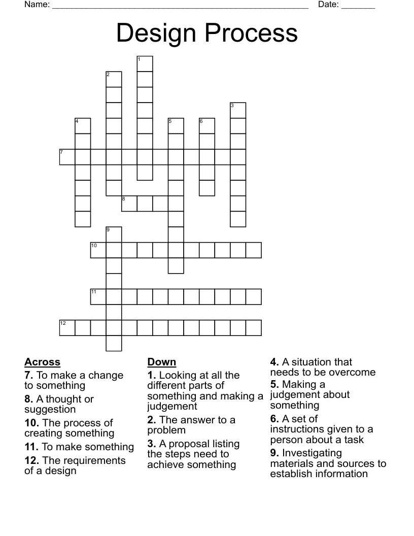 Design Process Crossword