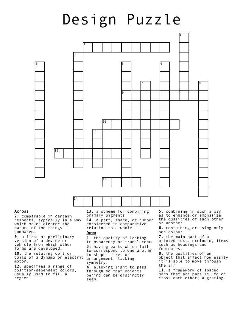 Design Puzzle Crossword
