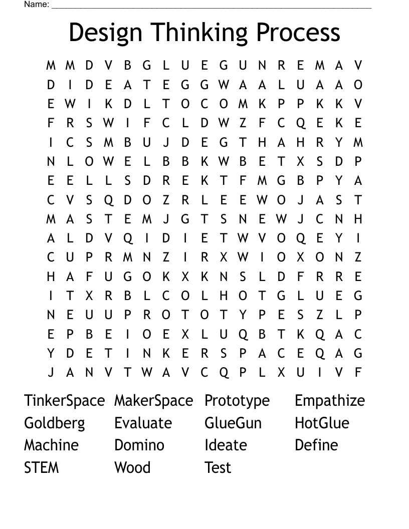 Design Thinking Process Word Search