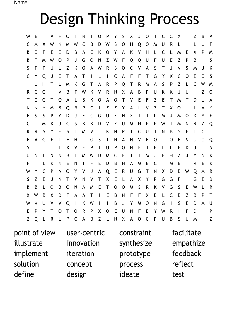 Design Thinking Process Word Search