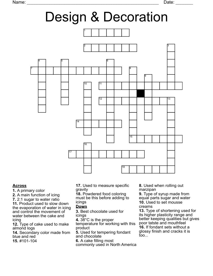 Design & Decoration Crossword