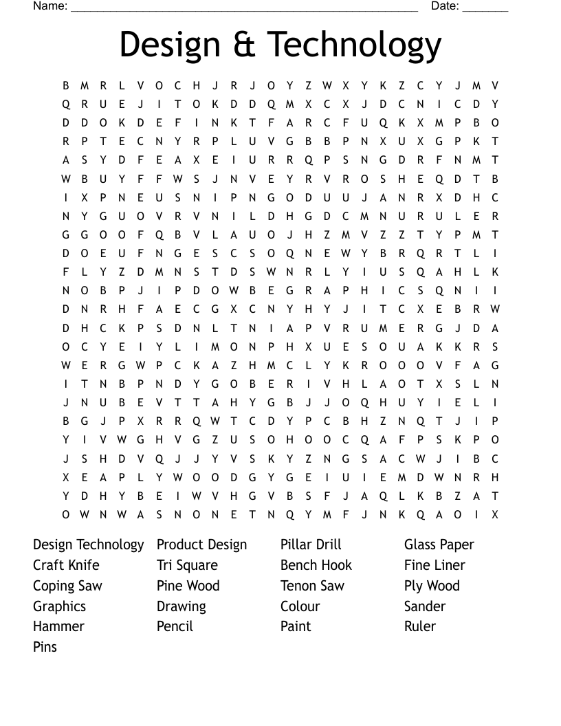Design & Technology Word Search