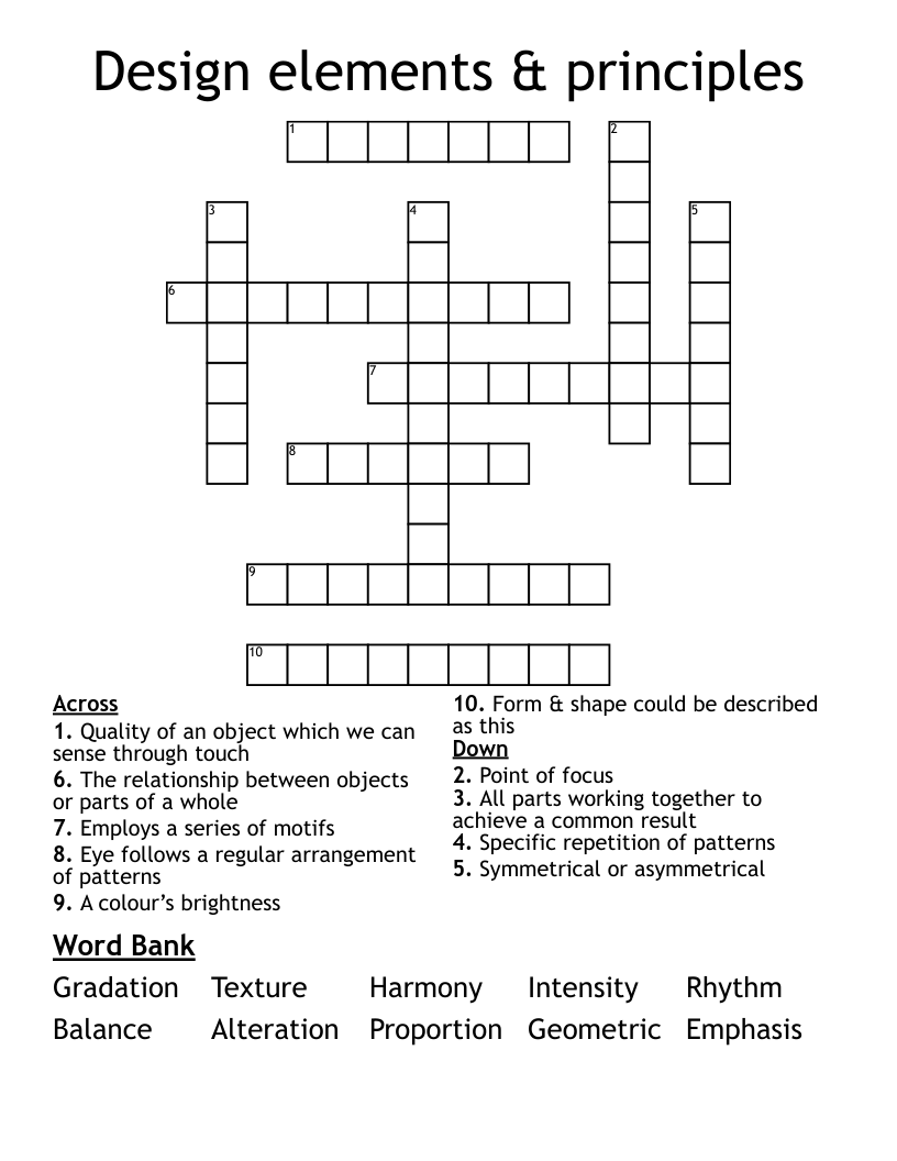 Design elements & principles Crossword