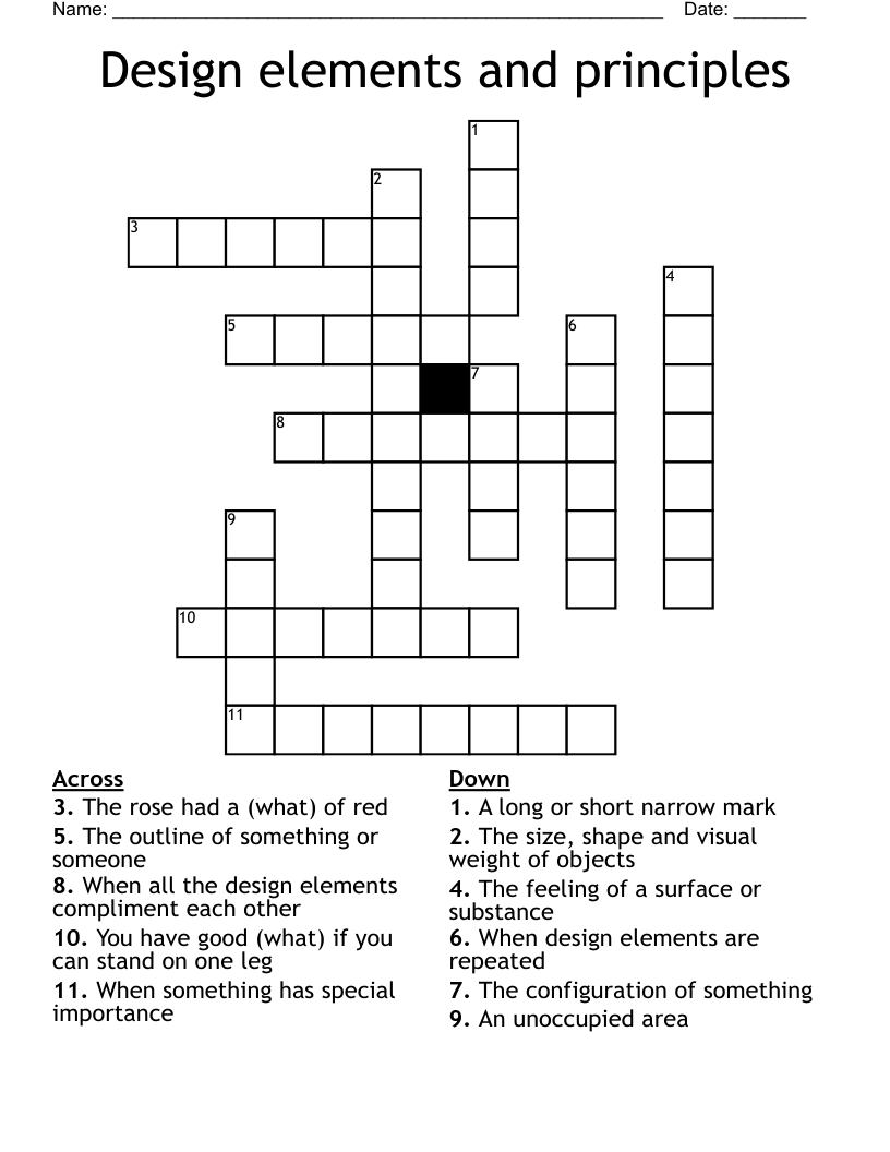 Design elements and principles  Crossword