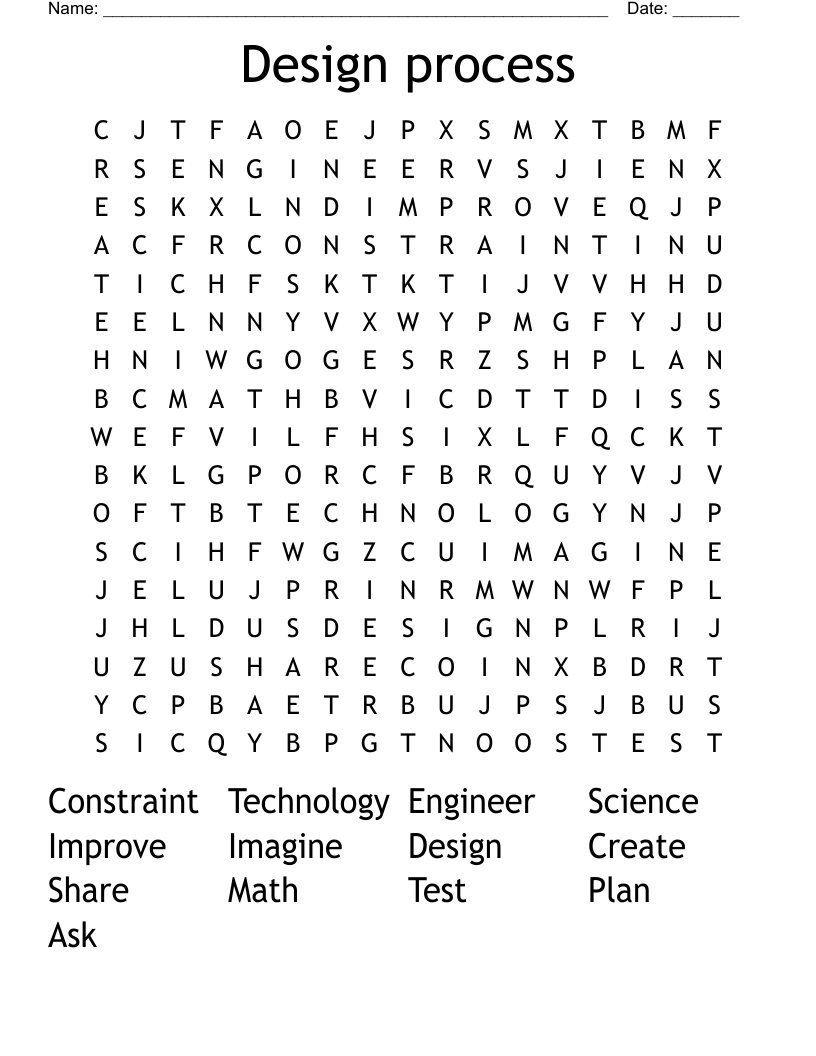 Design process Word Search