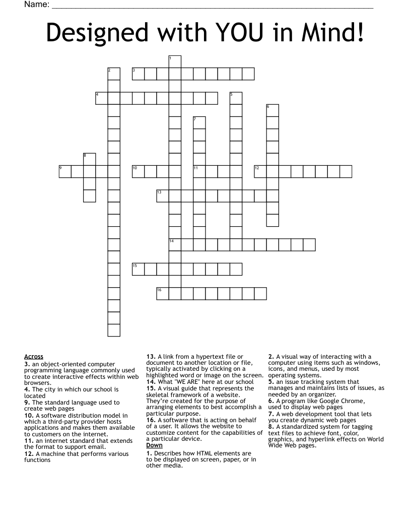 Designed with YOU in Mind! Crossword