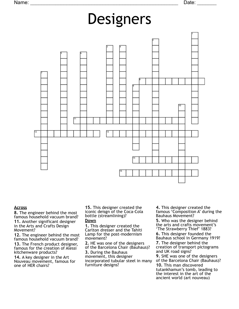 Designers  Crossword